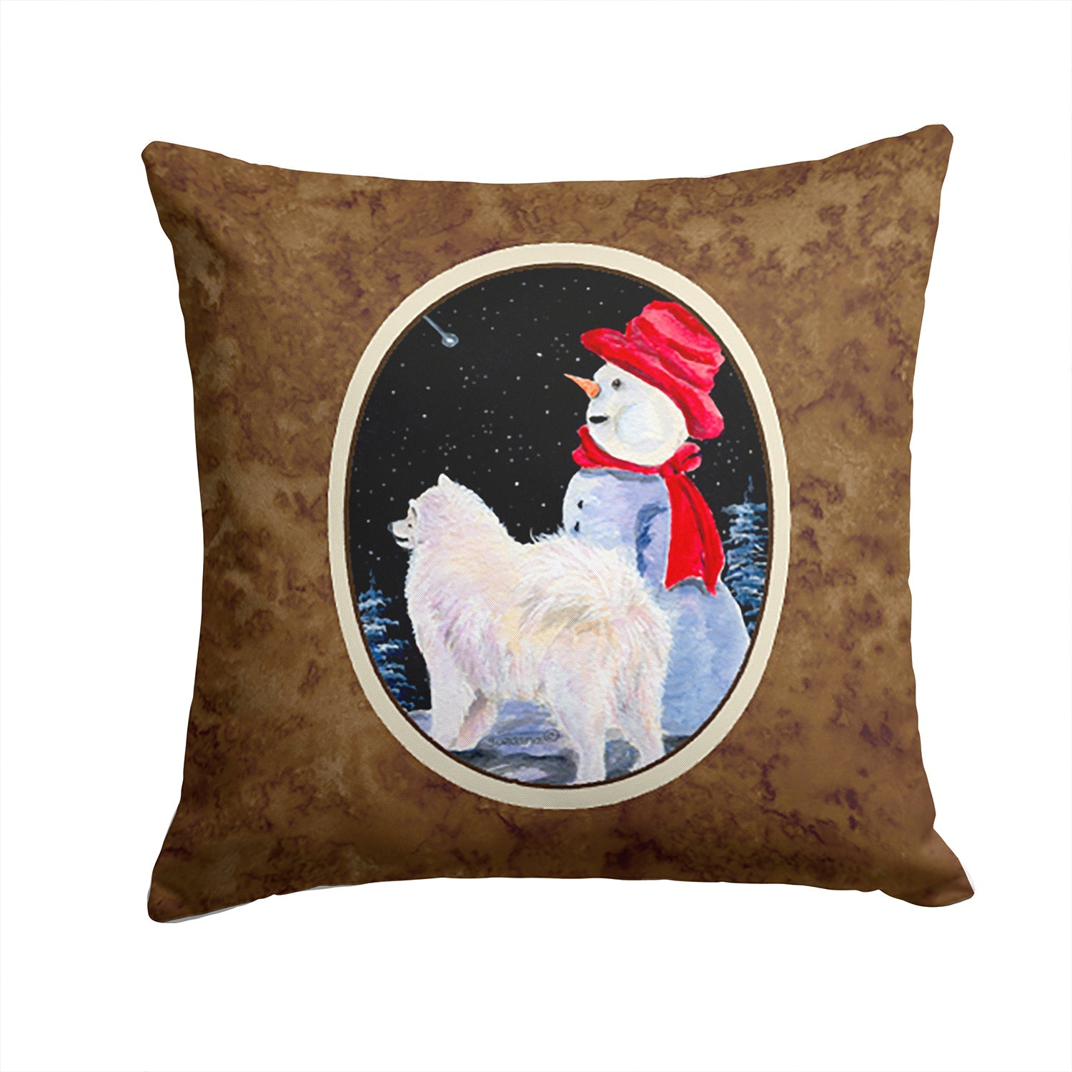 Samoyed Decorative Throw Pillow 14x14 Indoor Outdoor Accent Cushion, Fabric Cover with Insert for Sofa, Bed, Porch & Living Room
