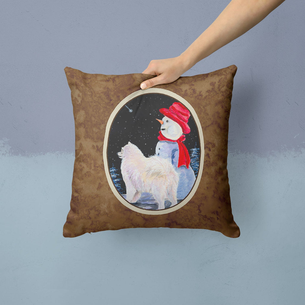 Samoyed Decorative Throw Pillow 14x14 Indoor Outdoor Accent Cushion, Fabric Cover with Insert for Sofa, Bed, Porch & Living Room