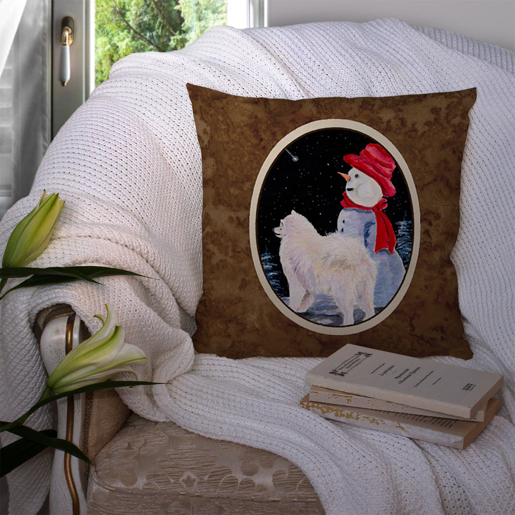 Samoyed Decorative Throw Pillow 14x14 Indoor Outdoor Accent Cushion, Fabric Cover with Insert for Sofa, Bed, Porch & Living Room