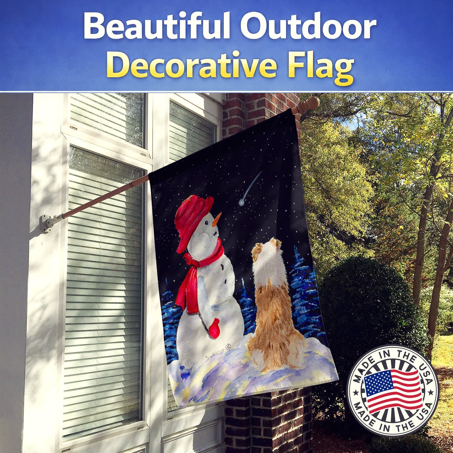 Australian Shepherd House Flag 28x40 Porch Sleeve Pole Decorative Outside Yard Banner Artwork Wall Hanging, Polyester