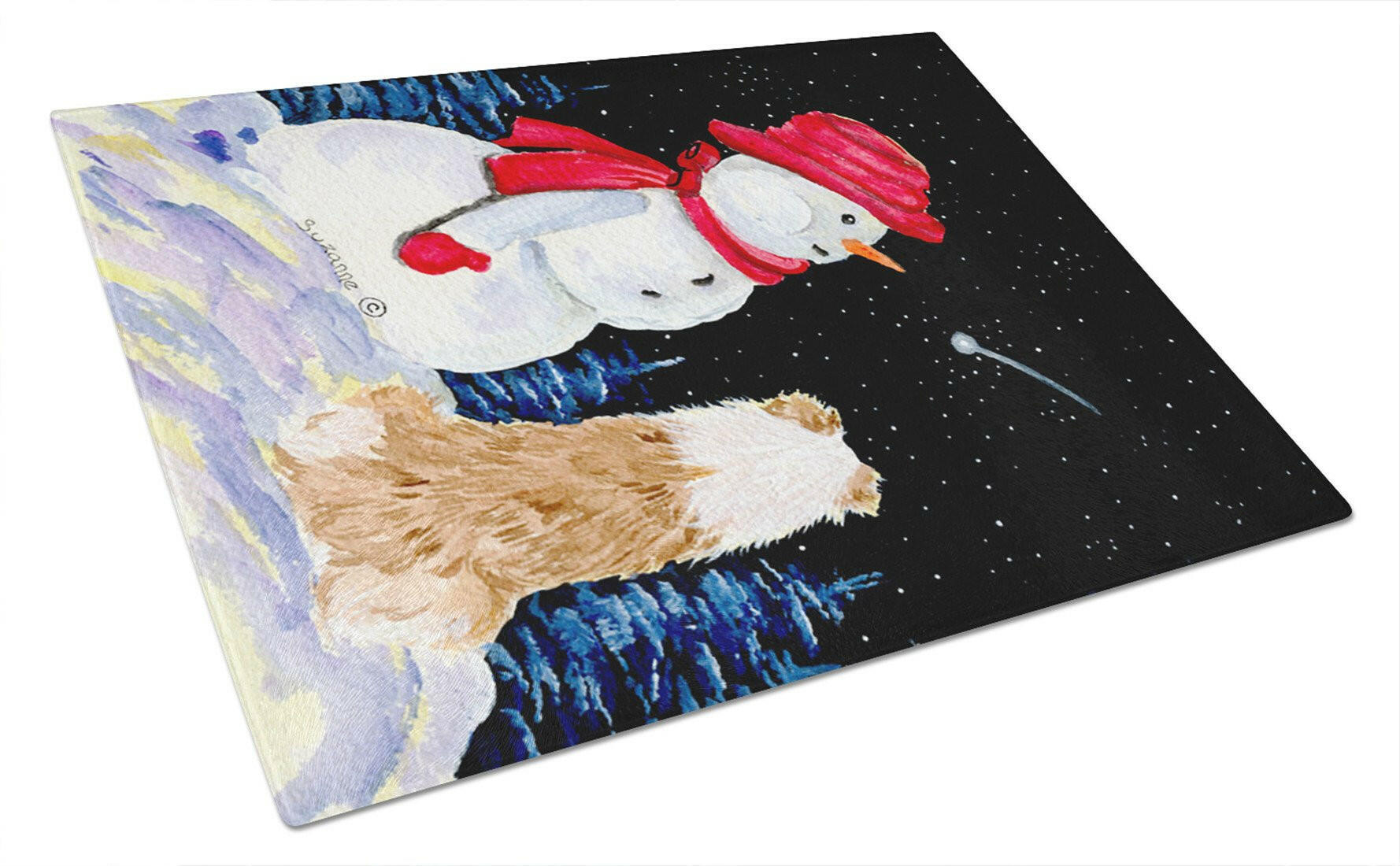 Australian Shepherd Cutting Board Tempered Glass Kitchen Cutting Surface, Heat Resistant Chopping, Non-Slip Feet, Food Prep & Serving