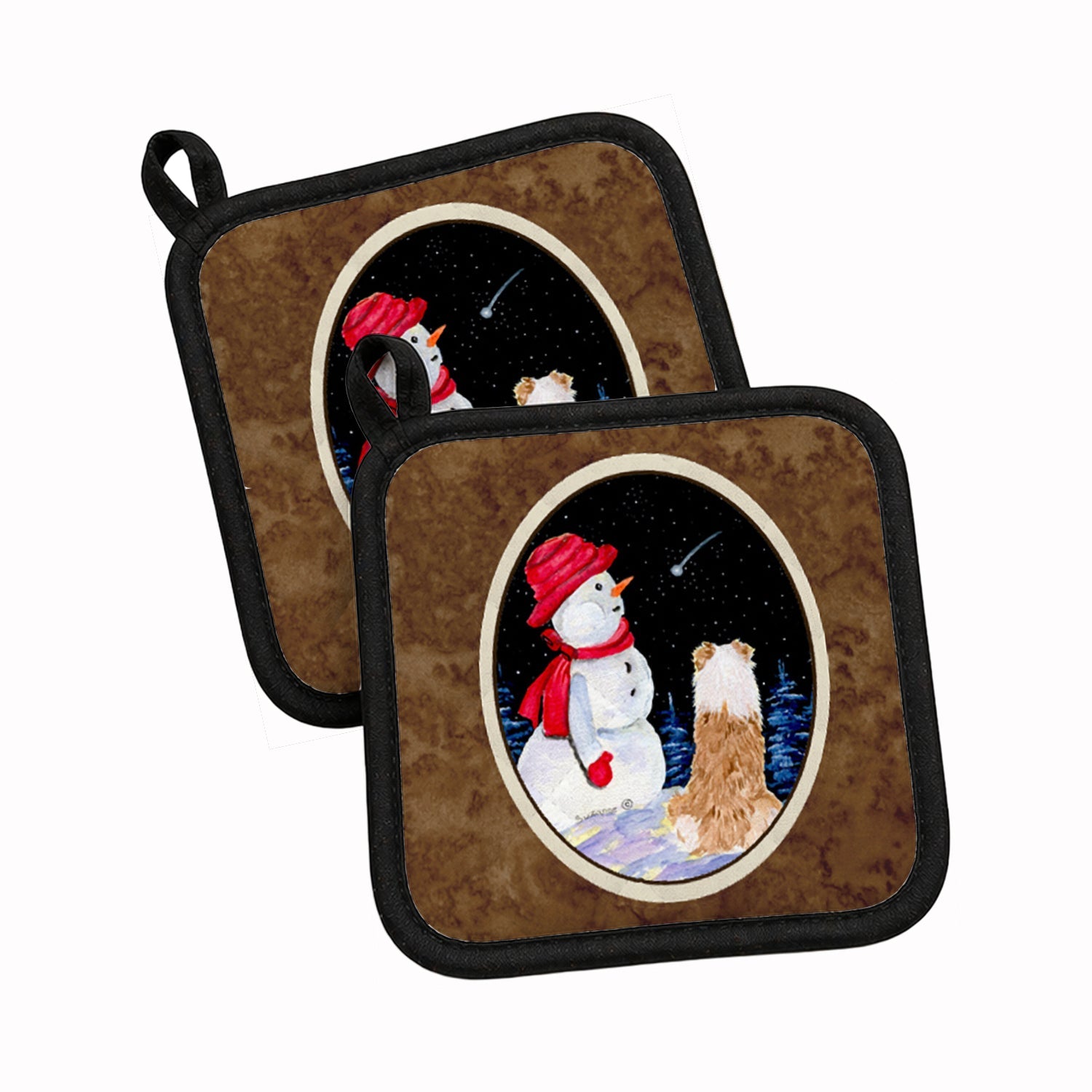 Australian Shepherd Pot Holder Set of 2 Heat Resistant Quilted Hot Pads 7.5 x 7.5 Inch, Insulated Kitchen Trivets for Cooking & Baking