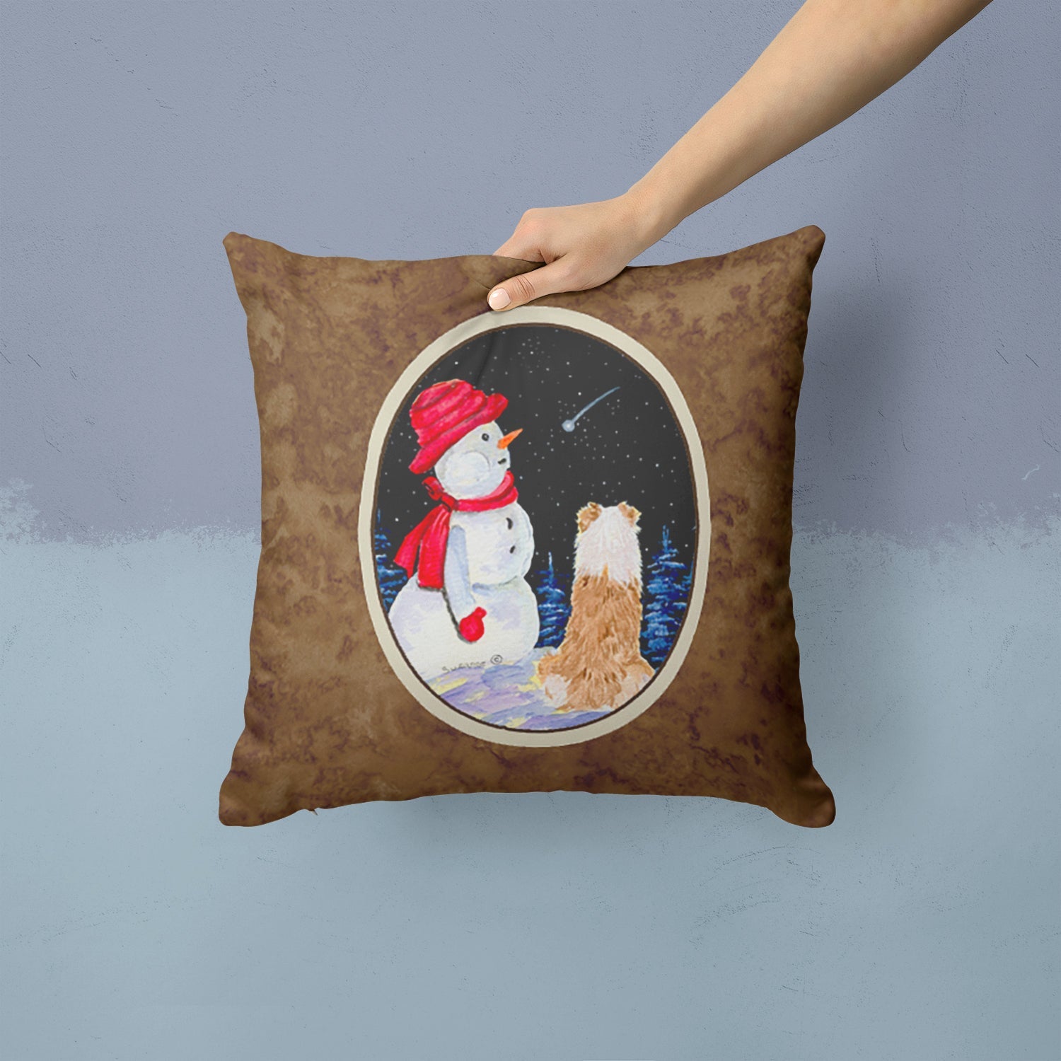 Australian Shepherd Decorative Throw Pillow 14x14 Indoor Outdoor Accent Cushion, Fabric Cover with Insert for Sofa, Bed, Porch & Living Room