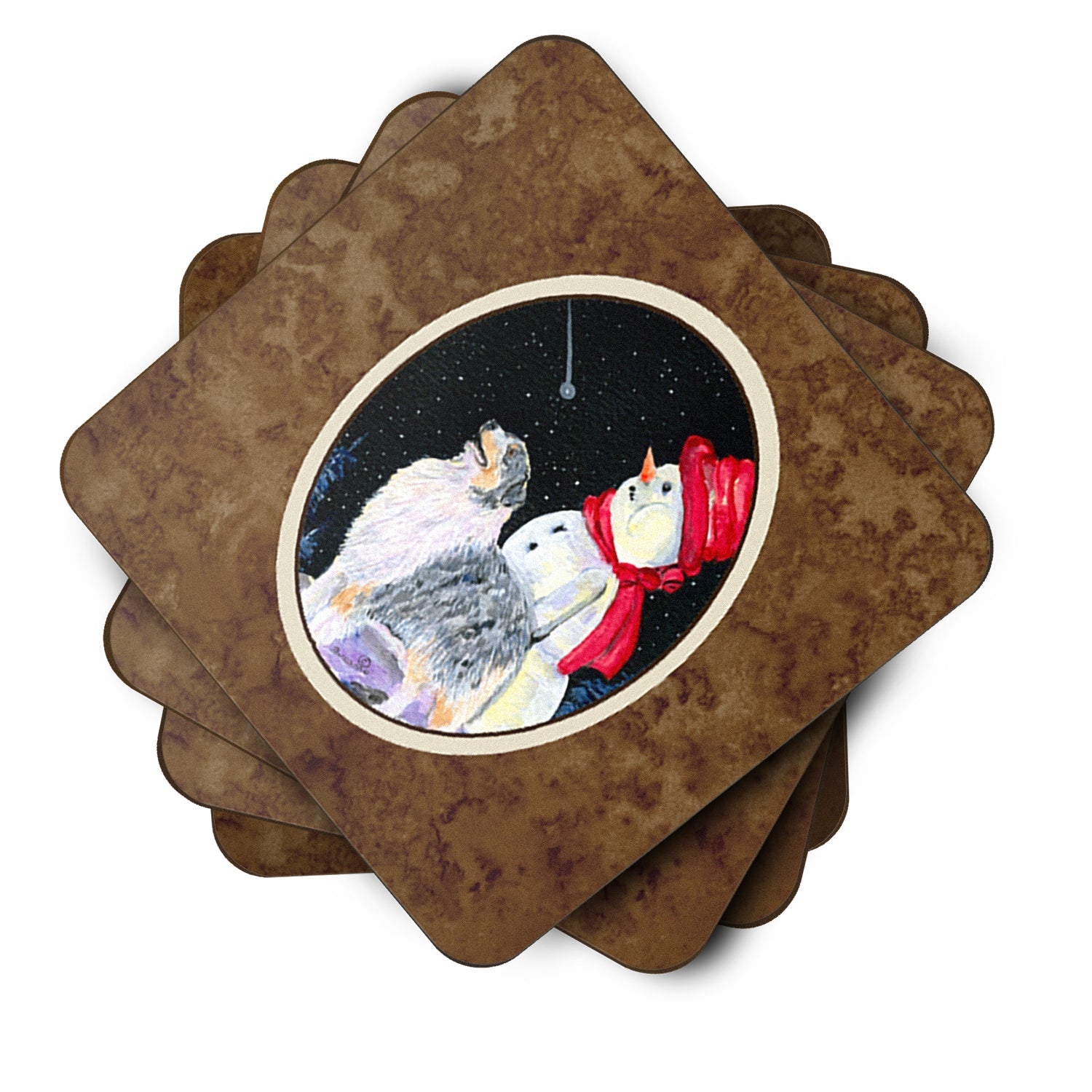 Australian Shepherd Foam Coasters Set of 4 Cup Coasters for Indoor Outdoor, Tabletop Protection, Anti Slip, Mouse pad Material