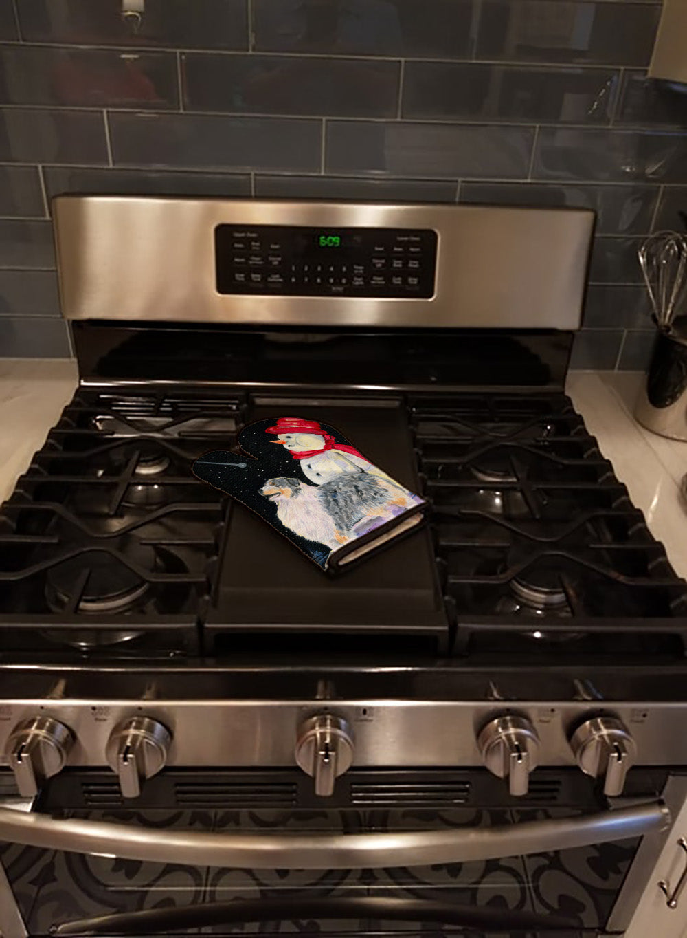 Australian Shepherd Oven Mitt Heat Resistant Thick Oven Mitt for Hot Pans and Oven, Kitchen Mitt Protect Hands, Cooking Baking Glove