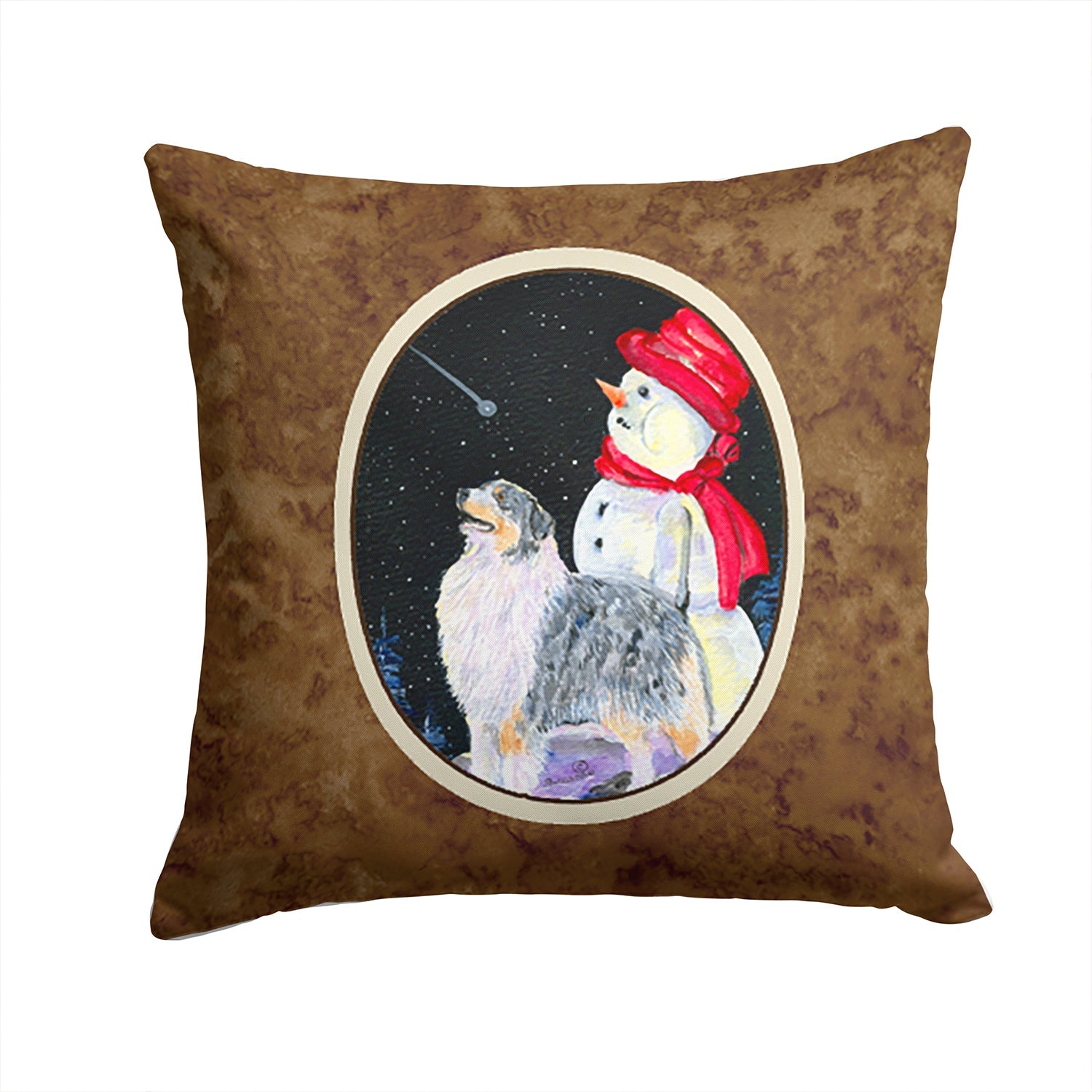 Australian Shepherd Decorative Throw Pillow 14x14 Indoor Outdoor Accent Cushion, Fabric Cover with Insert for Sofa, Bed, Porch & Living Room