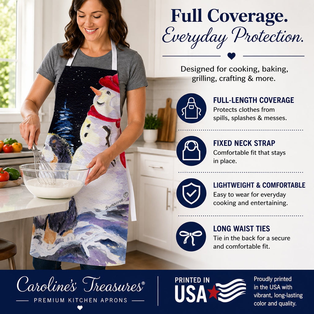 Bernese Mountain Dog Apron Cooking Kitchen Server Baking Crafts Gardening for Adult Women Men, Unisex, Large, Multicolor