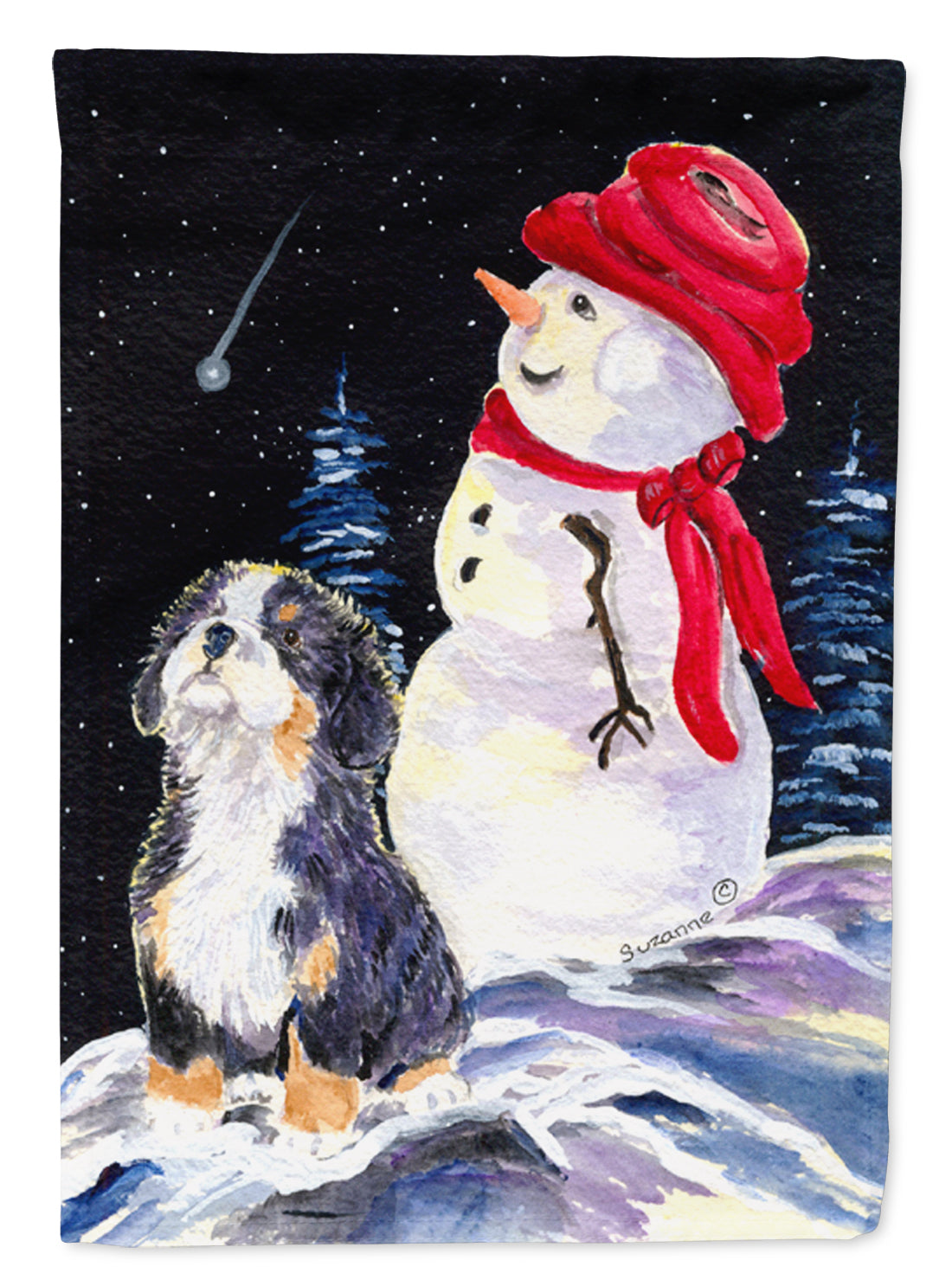 Bernese Mountain Dog House Flag 28x40 Porch Sleeve Pole Decorative Outside Yard Banner Artwork Wall Hanging, Polyester