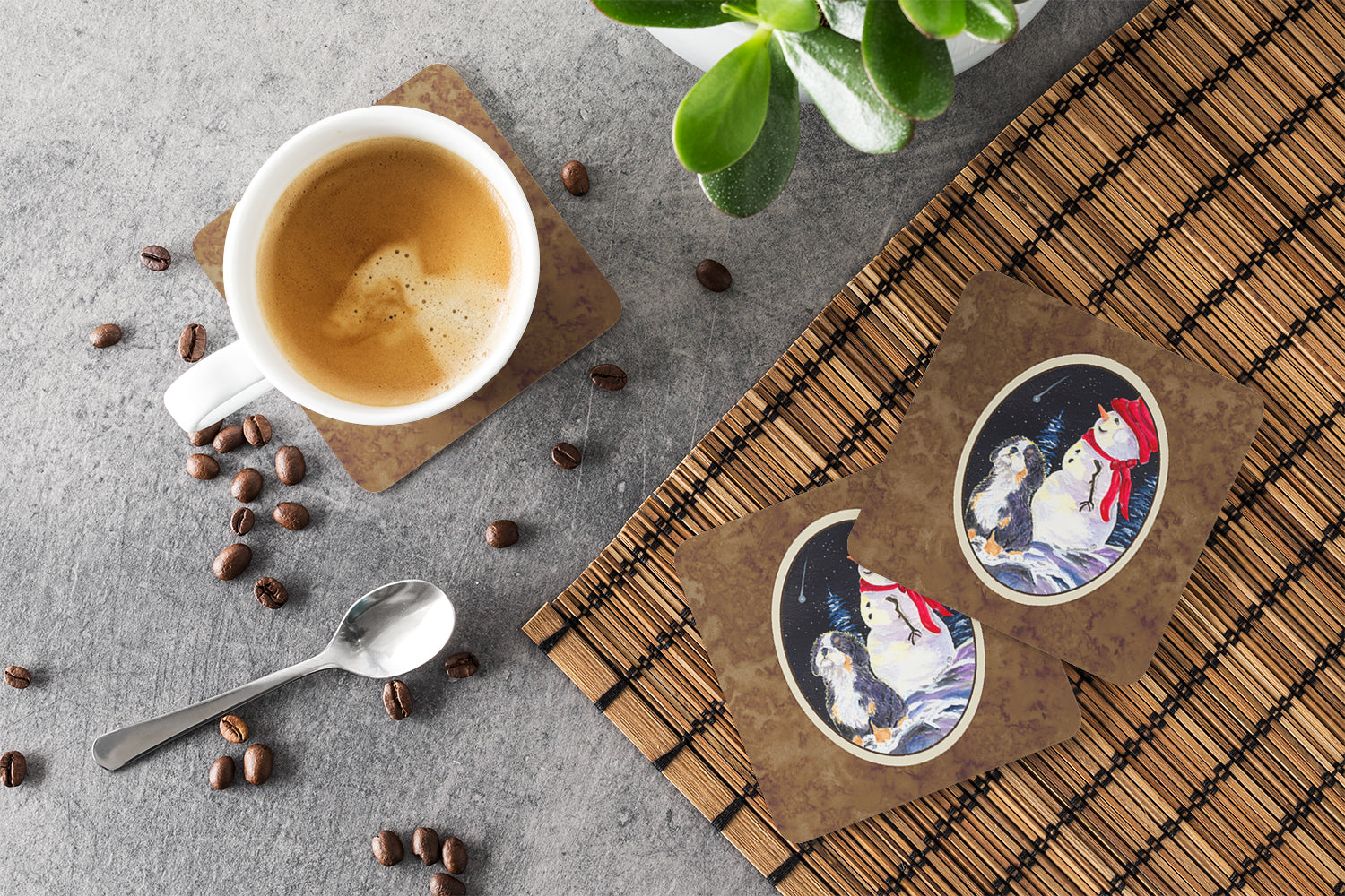 Bernese Mountain Dog Foam Coasters Set of 4 Cup Coasters for Indoor Outdoor, Tabletop Protection, Anti Slip, Mouse pad Material