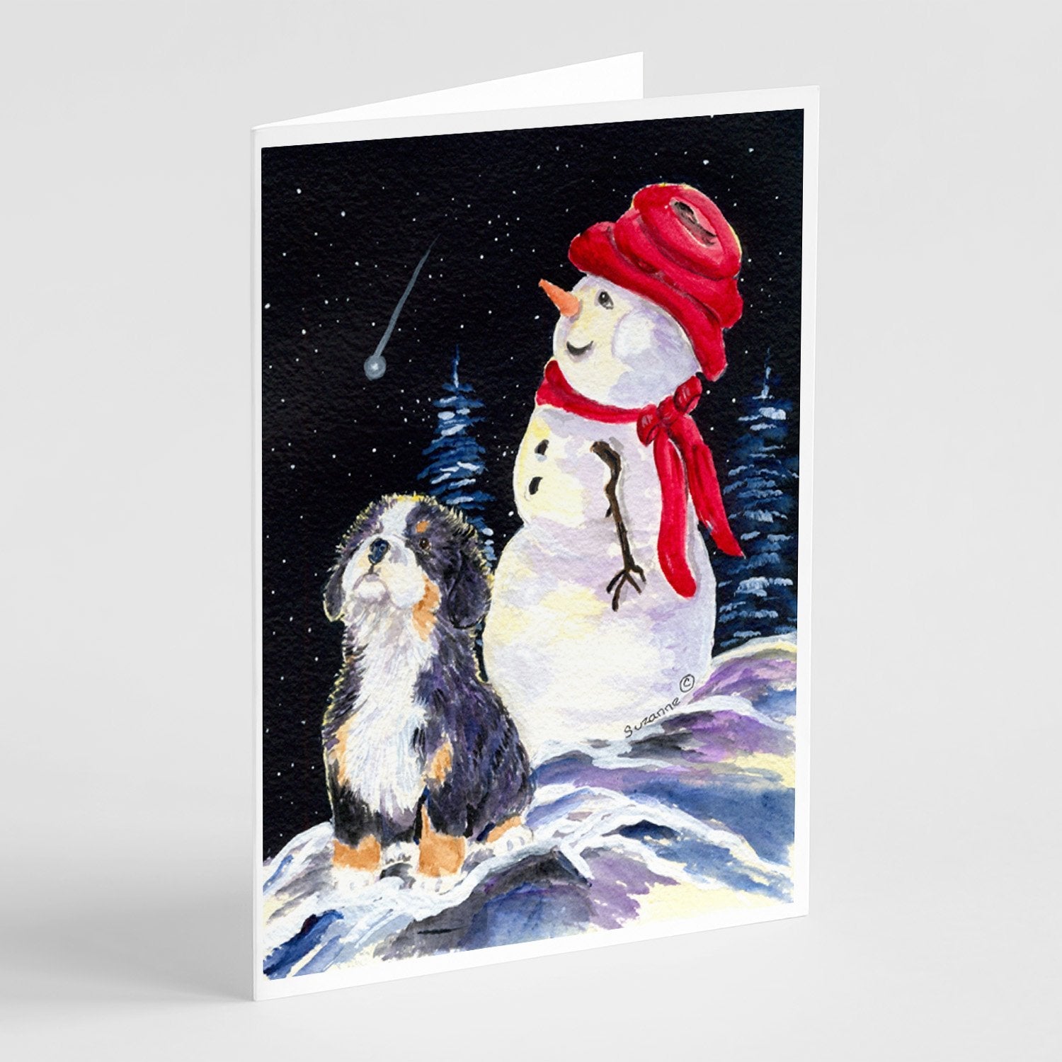 Bernese Mountain Dog Greeting Cards Pack of 8 Blank Cards with Envelopes Whimsical A7 Size 5x7