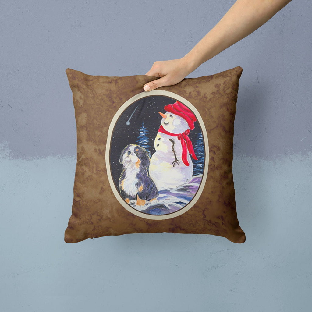 Bernese Mountain Dog Decorative Throw Pillow 14x14 Indoor Outdoor Accent Cushion, Fabric Cover with Insert for Sofa, Bed, Porch & Living Room