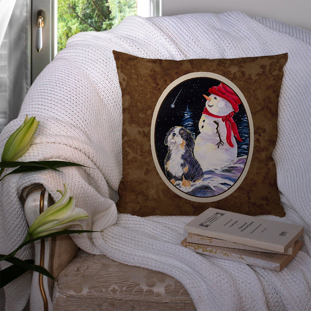 Bernese Mountain Dog Decorative Throw Pillow 14x14 Indoor Outdoor Accent Cushion, Fabric Cover with Insert for Sofa, Bed, Porch & Living Room