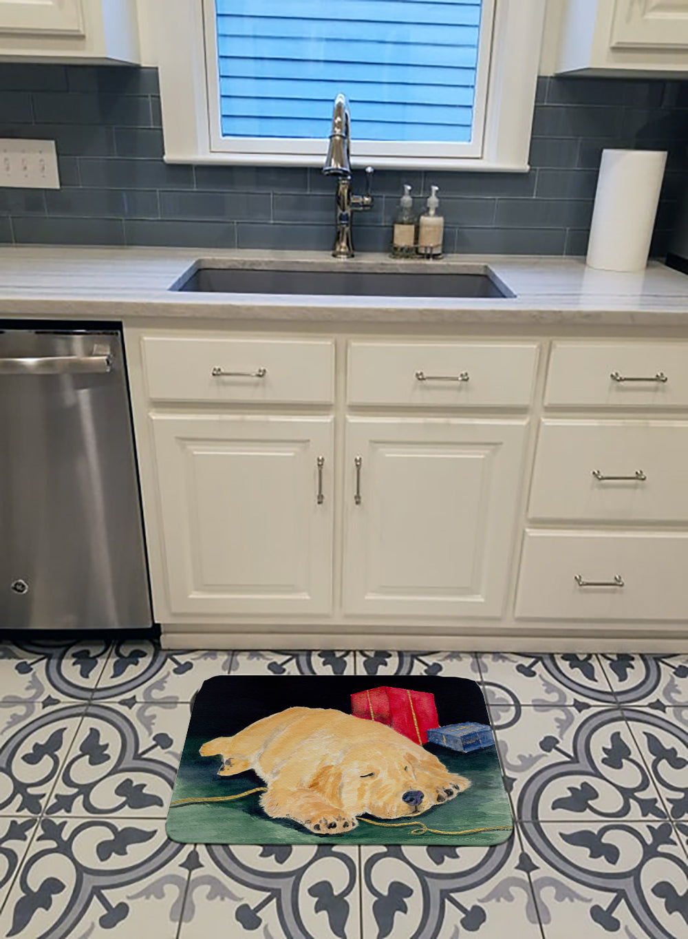 Golden Retriever Memory Foam Kitchen Mat Machine Washable Anti-Fatigue Cushion Comfort Bath or Kitchen Rug