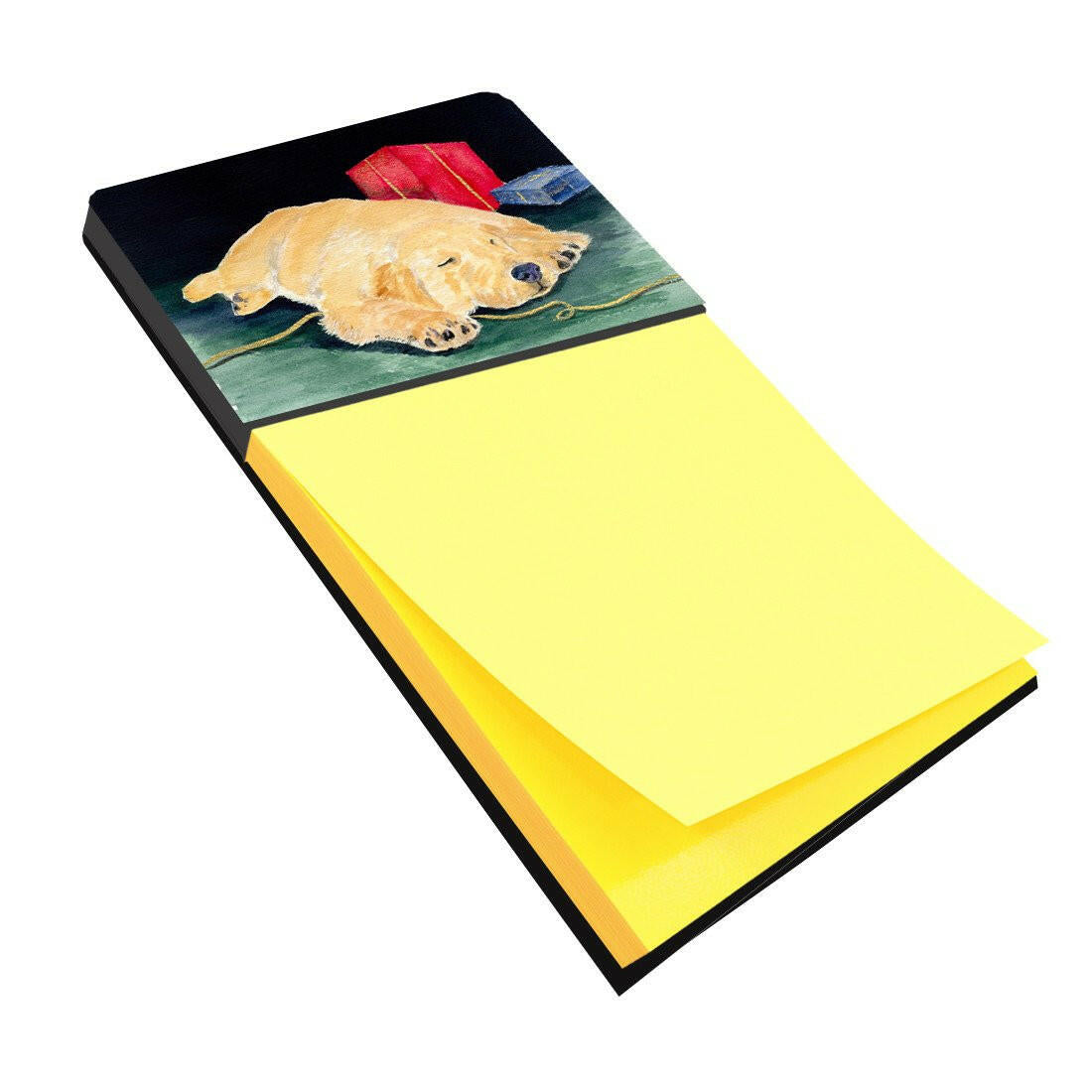 Golden Retriever Watercolor Sticky Note Holder Refillable Dispenser Desk Accessory 3x3 Pad Gift