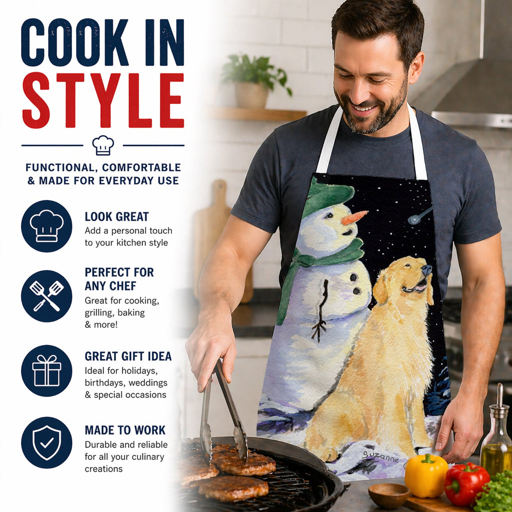 Golden Retriever Apron Cooking Kitchen Server Baking Crafts Gardening for Adult Women Men, Unisex, Large, Multicolor