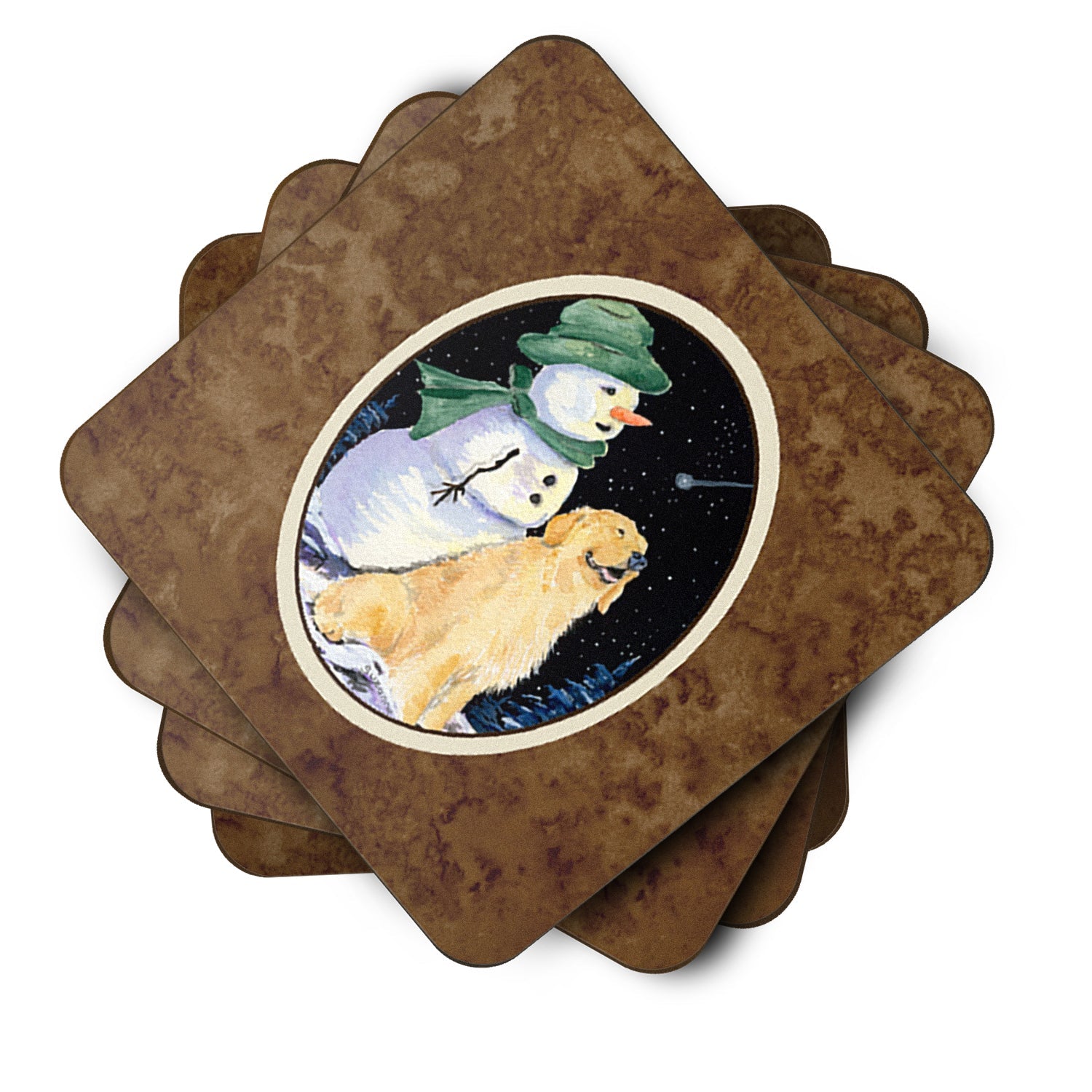 Golden Retriever Foam Coasters Set of 4 Cup Coasters for Indoor Outdoor, Tabletop Protection, Anti Slip, Mouse pad Material