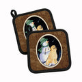 Golden Retriever Pot Holder Set of 2 Heat Resistant Quilted Hot Pads 7.5 x 7.5 Inch, Insulated Kitchen Trivets for Cooking & Baking