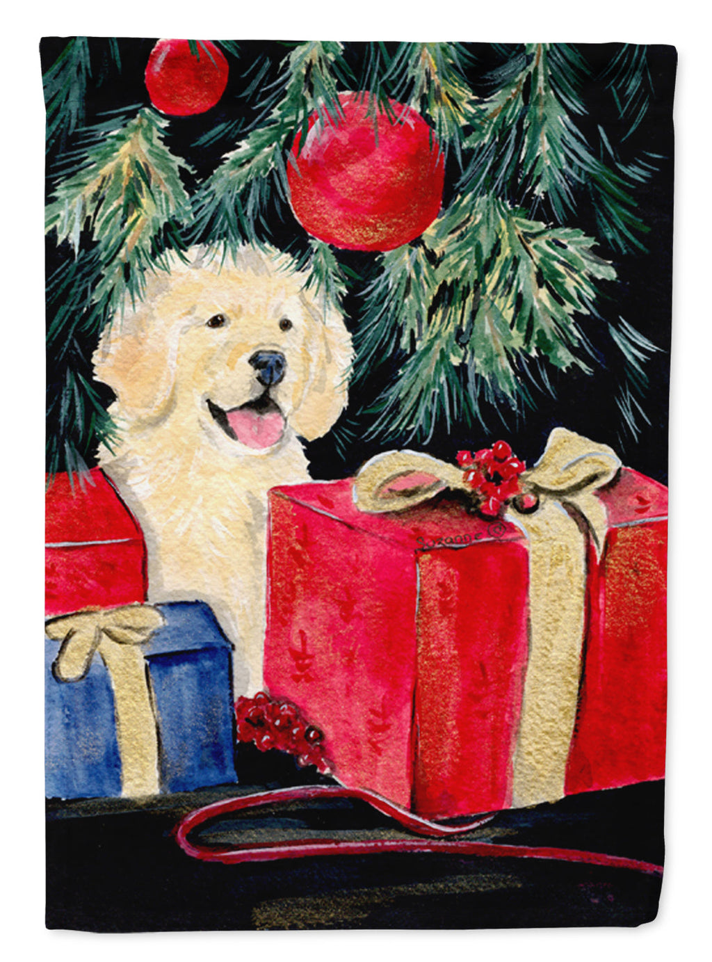 Golden Retriever House Flag 28x40 Porch Sleeve Pole Decorative Outside Yard Banner Artwork Wall Hanging, Polyester