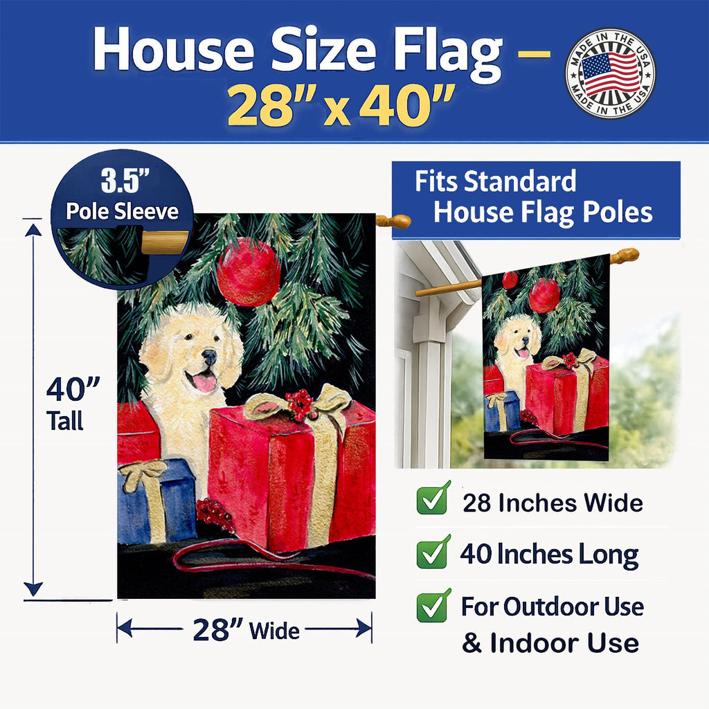 Golden Retriever House Flag 28x40 Porch Sleeve Pole Decorative Outside Yard Banner Artwork Wall Hanging, Polyester