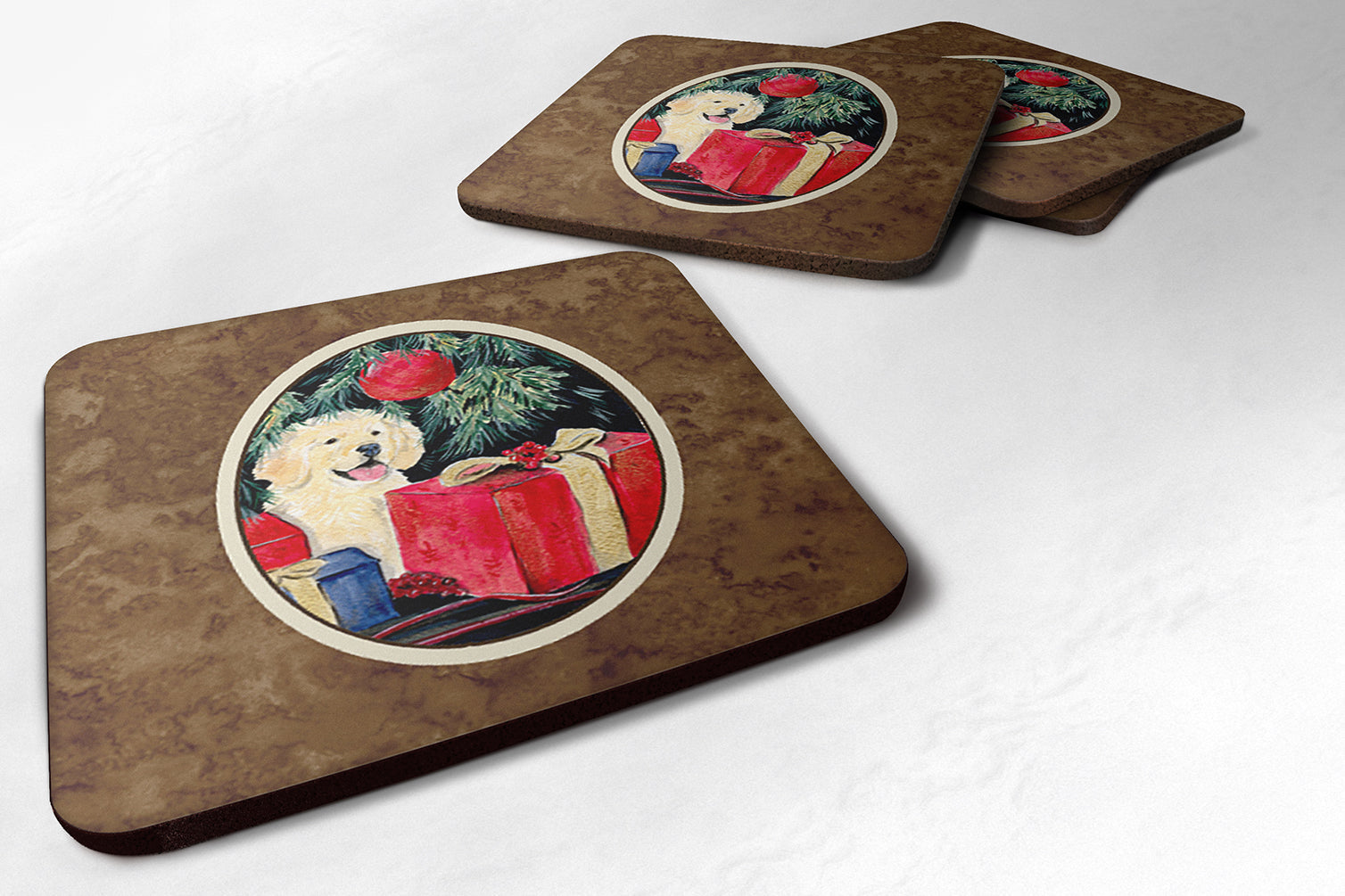 Golden Retriever Foam Coasters Set of 4 Cup Coasters for Indoor Outdoor, Tabletop Protection, Anti Slip, Mouse pad Material