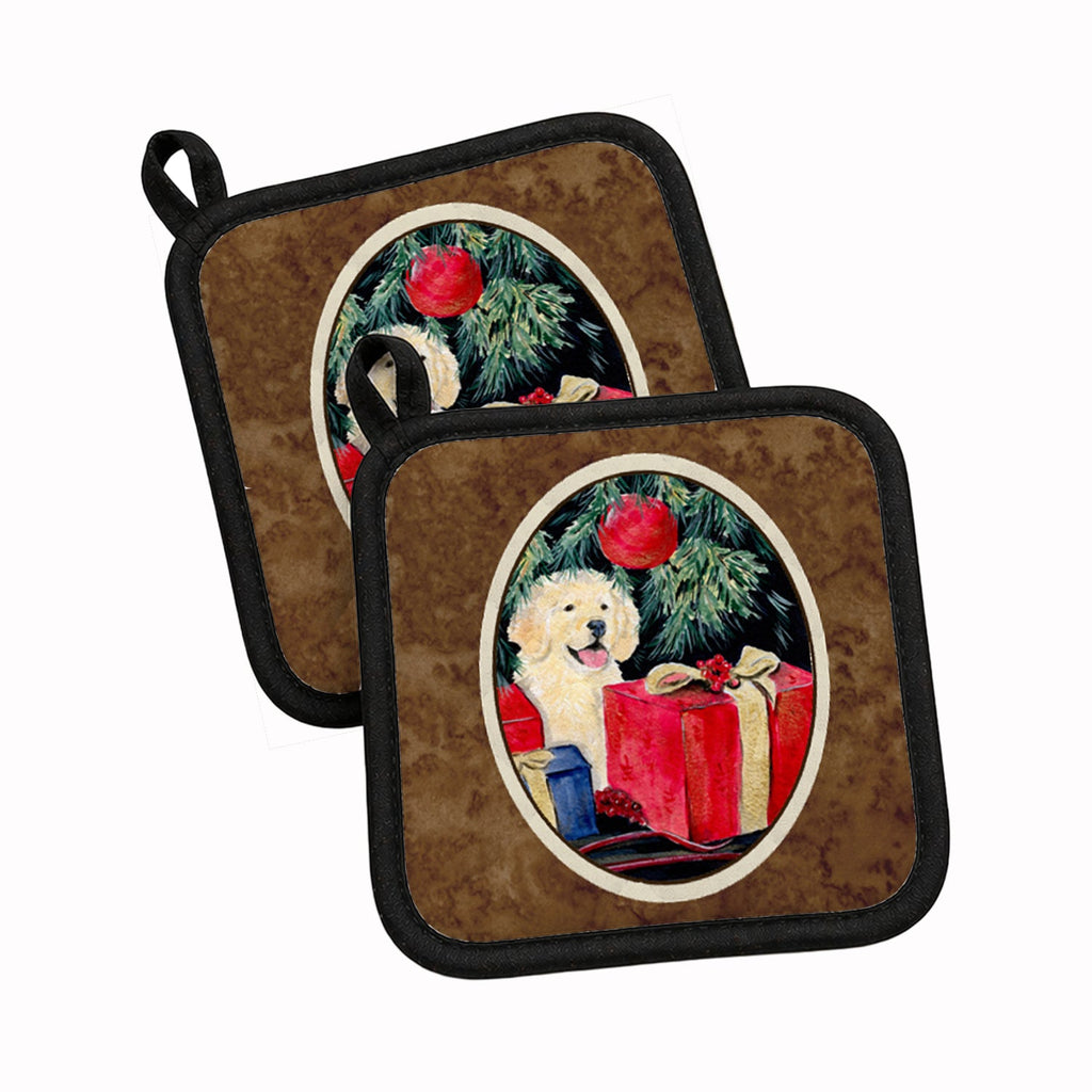 Golden Retriever Pot Holder Set of 2 Heat Resistant Quilted Hot Pads 7.5 x 7.5 Inch, Insulated Kitchen Trivets for Cooking & Baking
