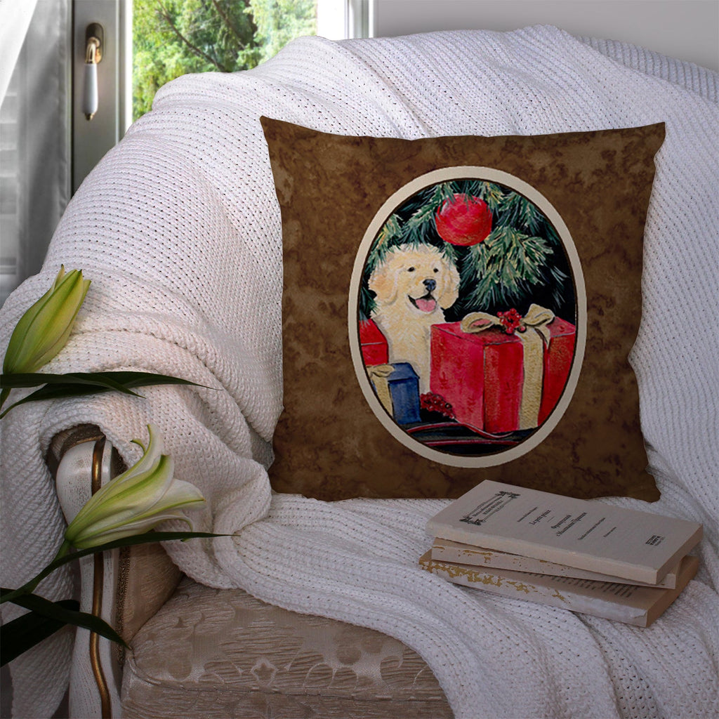 Golden Retriever Decorative Throw Pillow 14x14 Indoor Outdoor Accent Cushion, Fabric Cover with Insert for Sofa, Bed, Porch & Living Room