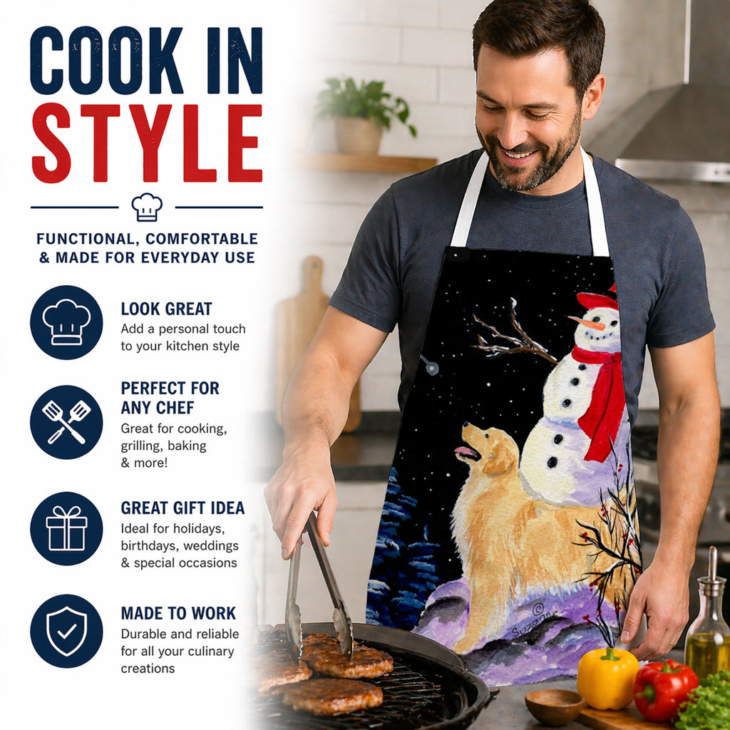 Golden Retriever Apron Cooking Kitchen Server Baking Crafts Gardening for Adult Women Men, Unisex, Large, Multicolor