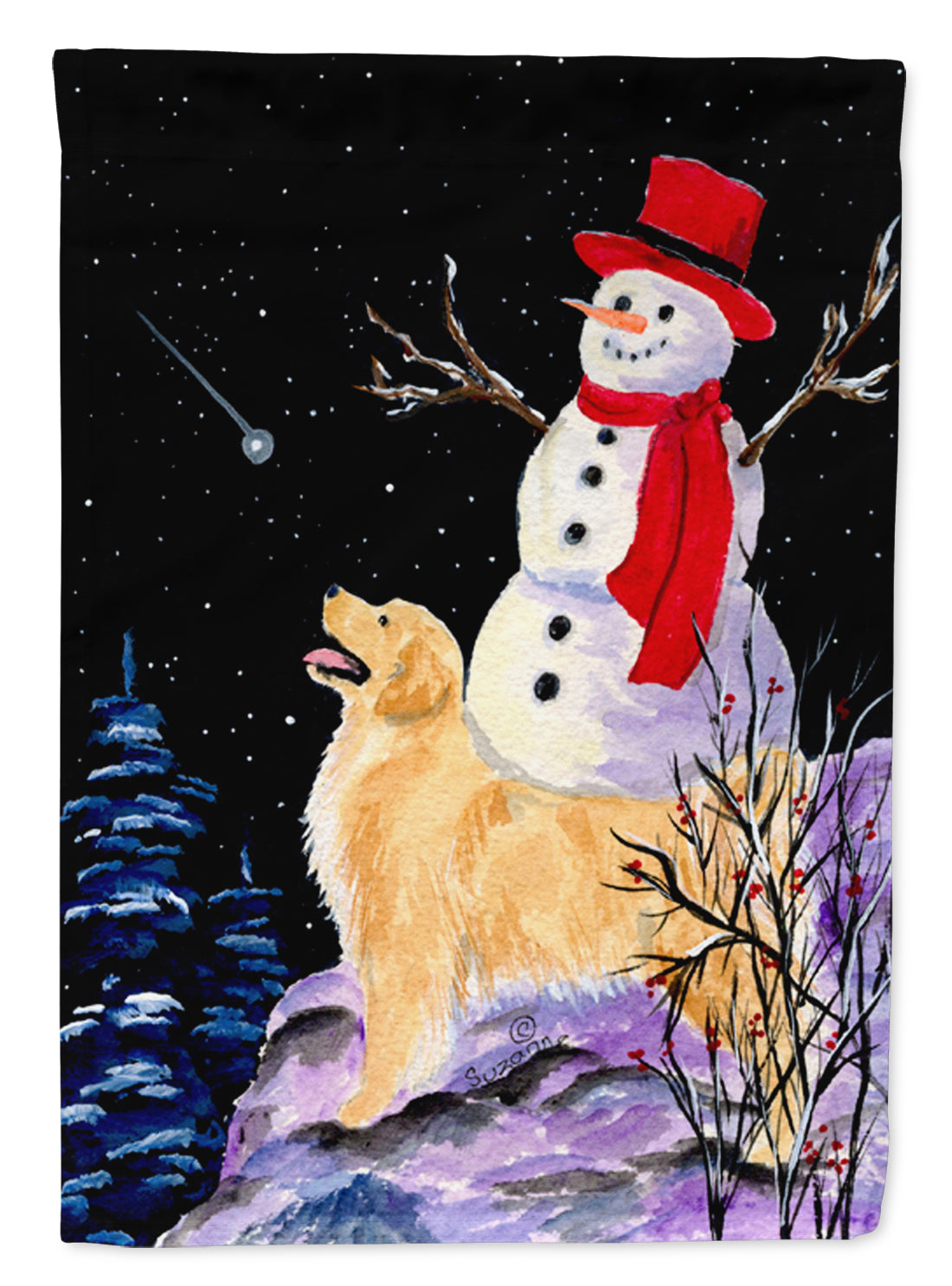 Golden Retriever House Flag 28x40 Porch Sleeve Pole Decorative Outside Yard Banner Artwork Wall Hanging, Polyester