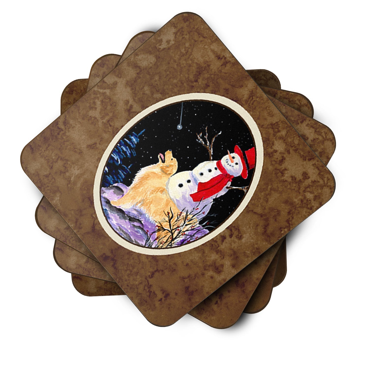 Golden Retriever Foam Coasters Set of 4 Cup Coasters for Indoor Outdoor, Tabletop Protection, Anti Slip, Mouse pad Material