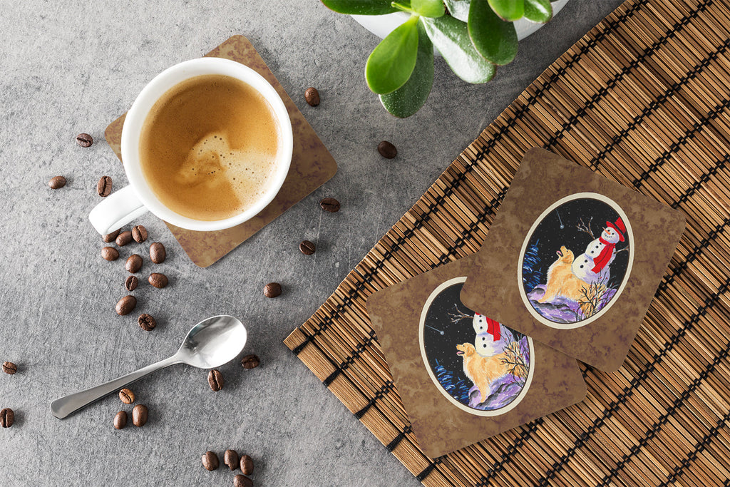 Golden Retriever Foam Coasters Set of 4 Cup Coasters for Indoor Outdoor, Tabletop Protection, Anti Slip, Mouse pad Material