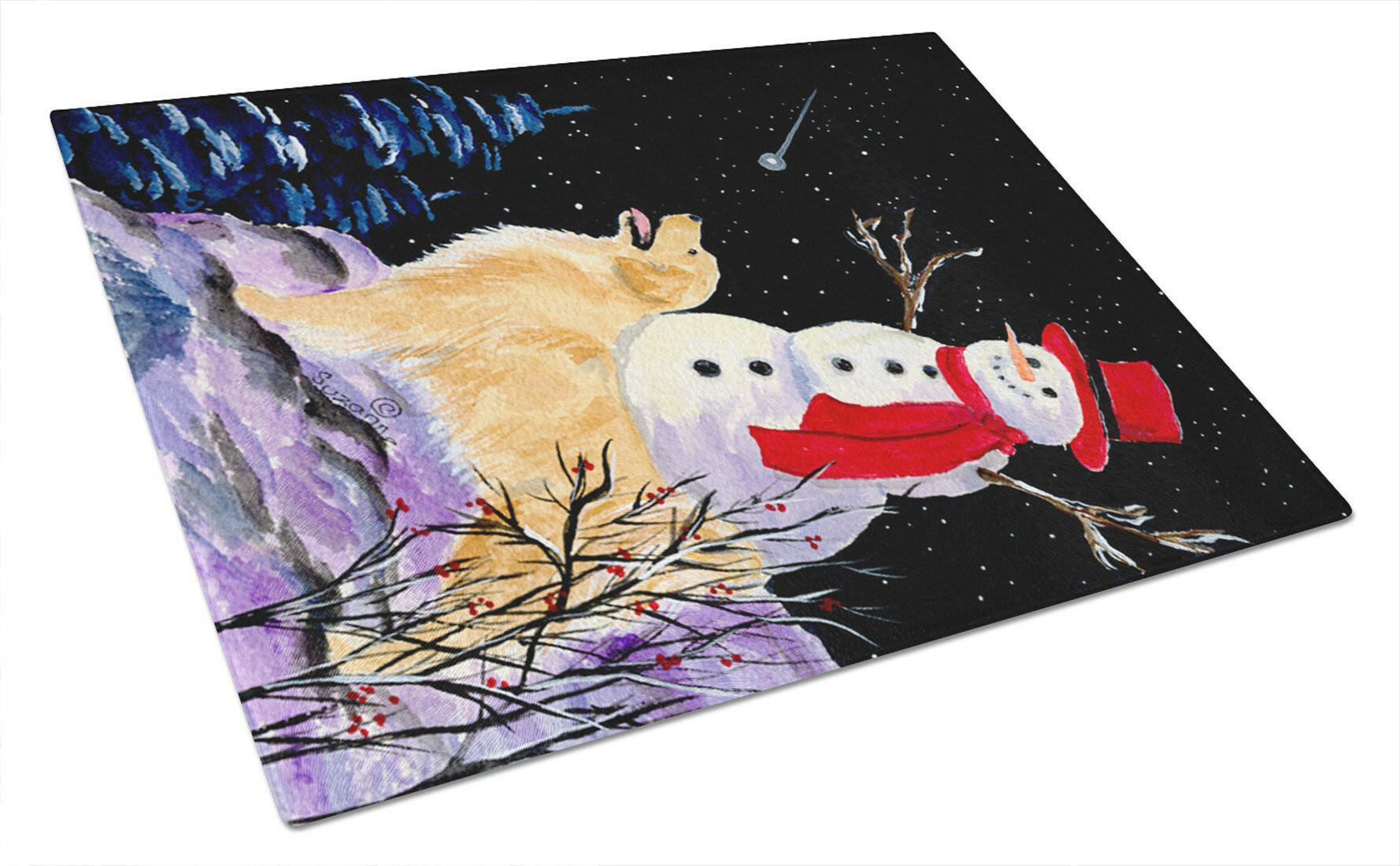 Golden Retriever Cutting Board Tempered Glass Kitchen Cutting Surface, Heat Resistant Chopping, Non-Slip Feet, Food Prep & Serving
