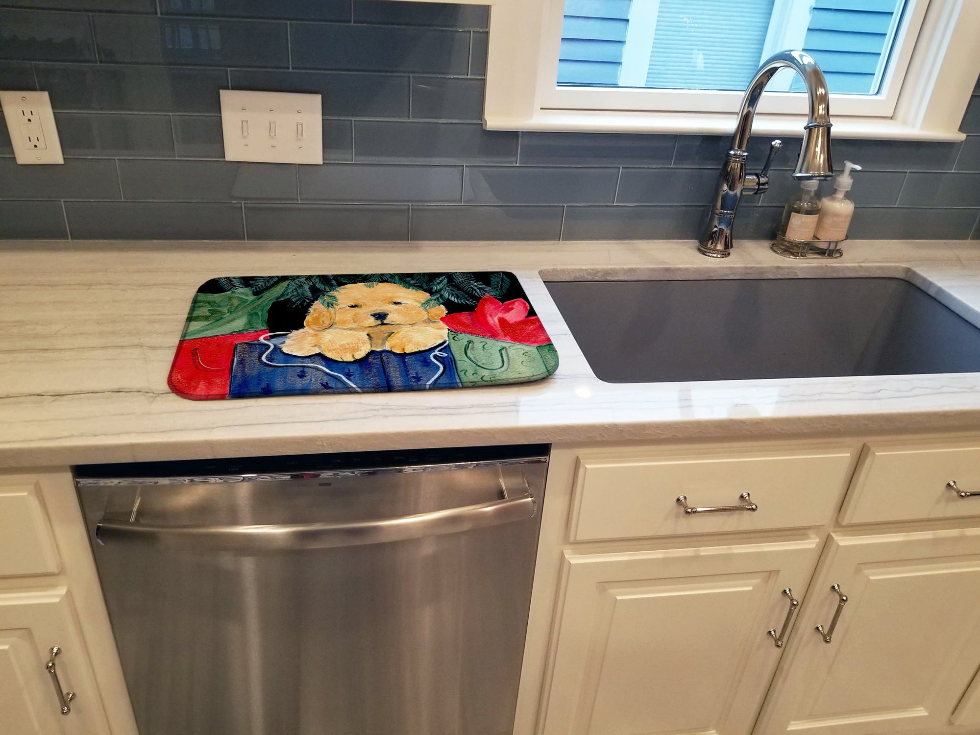 Golden Retriever Dish Drying Mat Absorbent Dish Drying Mat Pad for Kitchen Counter Dish Drainer Mat for Countertop, 14 x 21", Multicolor