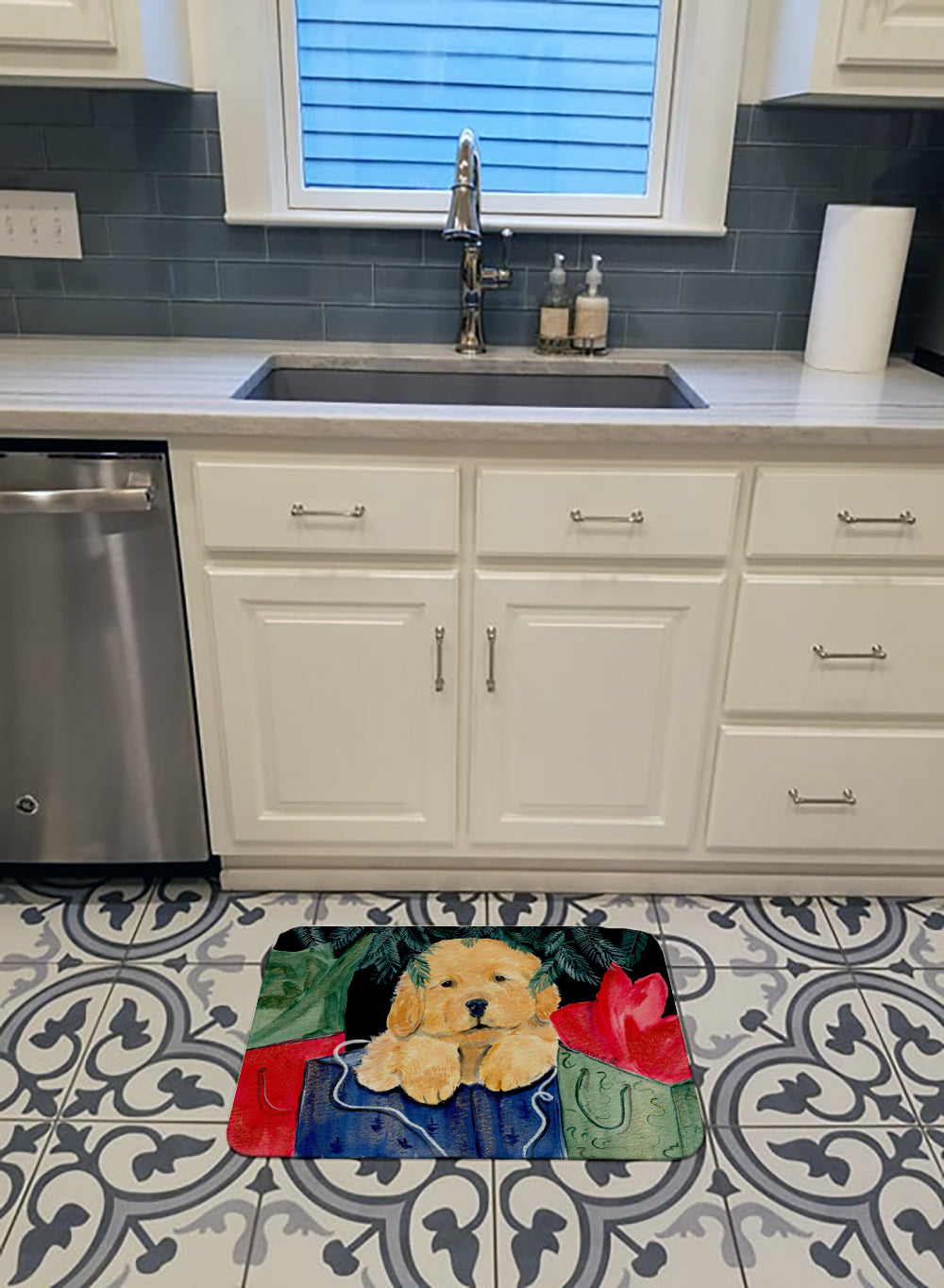Golden Retriever Memory Foam Kitchen Mat Machine Washable Anti-Fatigue Cushion Comfort Bath or Kitchen Rug