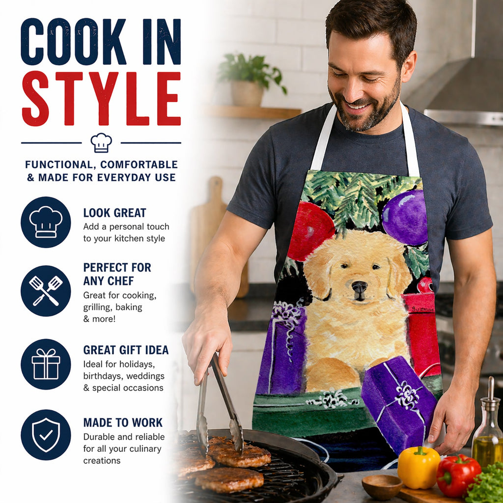 Golden Retriever Apron Cooking Kitchen Server Baking Crafts Gardening for Adult Women Men, Unisex, Large, Multicolor