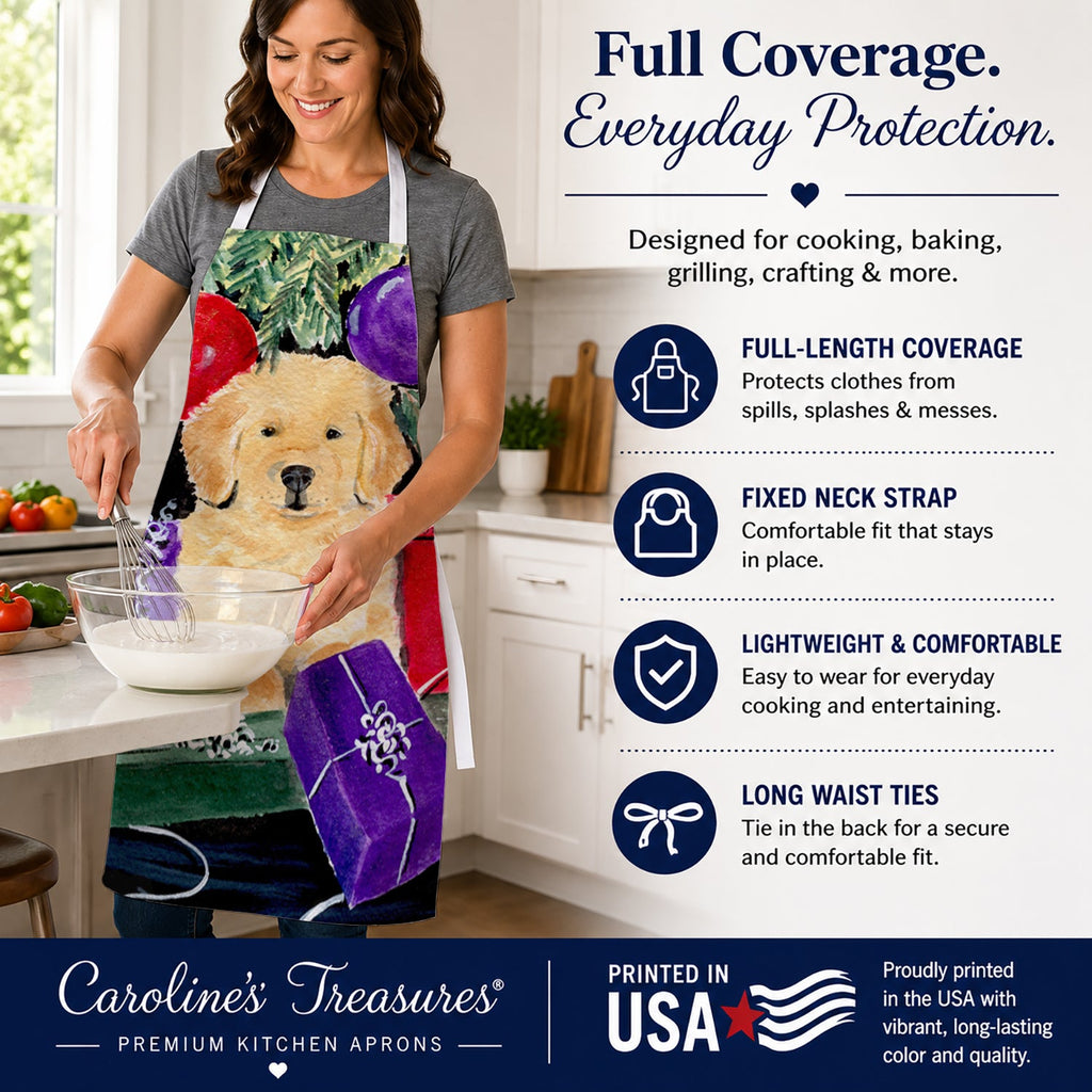 Golden Retriever Apron Cooking Kitchen Server Baking Crafts Gardening for Adult Women Men, Unisex, Large, Multicolor