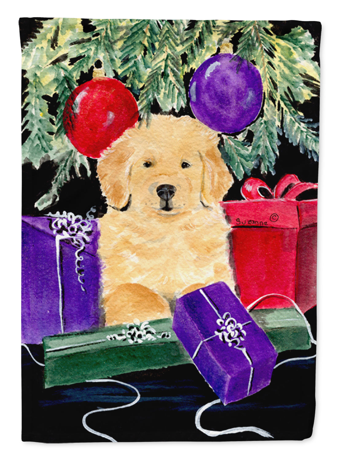 Golden Retriever House Flag 28x40 Porch Sleeve Pole Decorative Outside Yard Banner Artwork Wall Hanging, Polyester