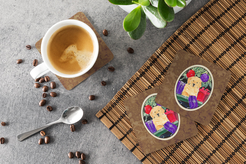 Golden Retriever Foam Coasters Set of 4 Cup Coasters for Indoor Outdoor, Tabletop Protection, Anti Slip, Mouse pad Material