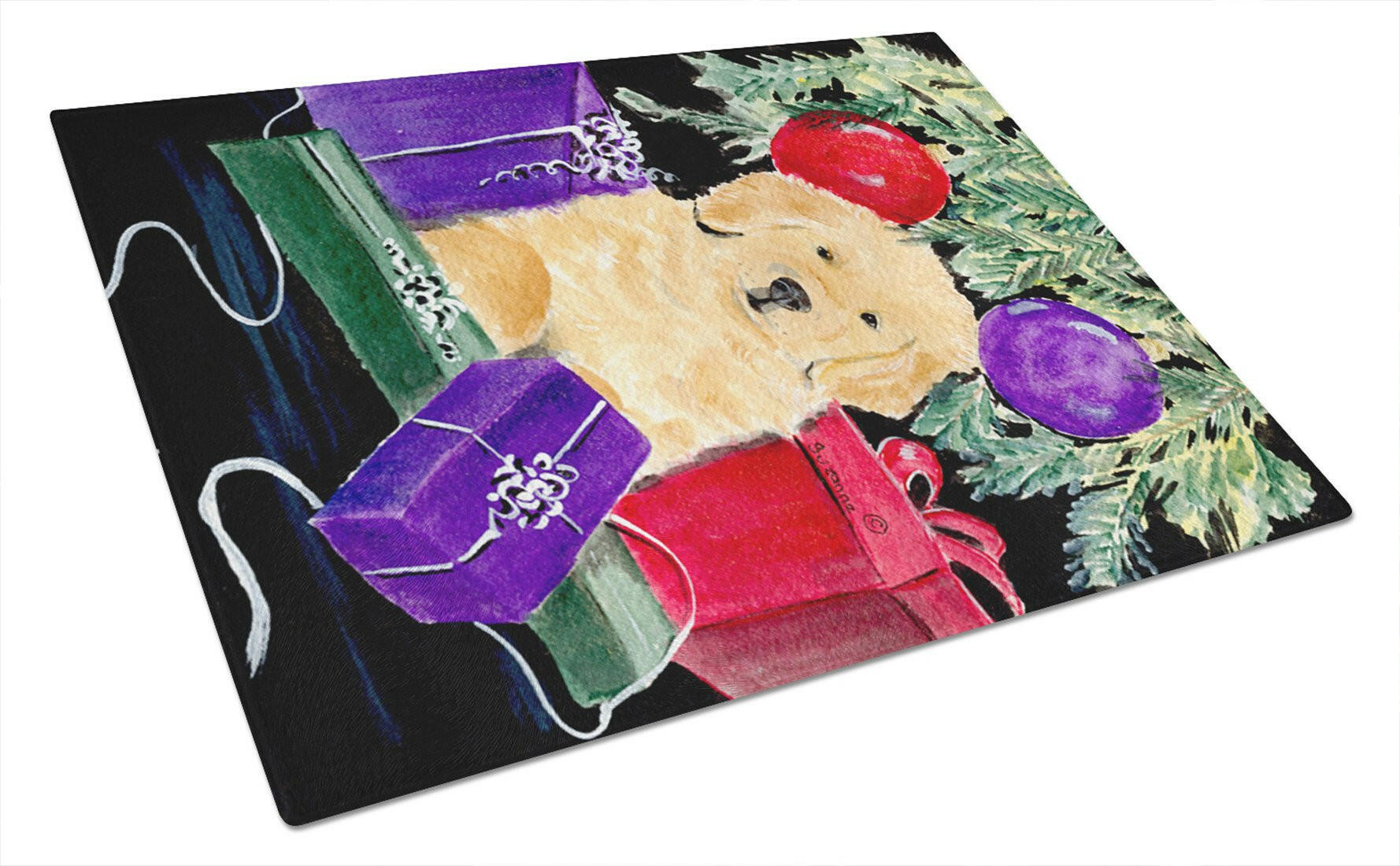 Golden Retriever Cutting Board Tempered Glass Kitchen Cutting Surface, Heat Resistant Chopping, Non-Slip Feet, Food Prep & Serving