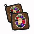 Golden Retriever Pot Holder Set of 2 Heat Resistant Quilted Hot Pads 7.5 x 7.5 Inch, Insulated Kitchen Trivets for Cooking & Baking