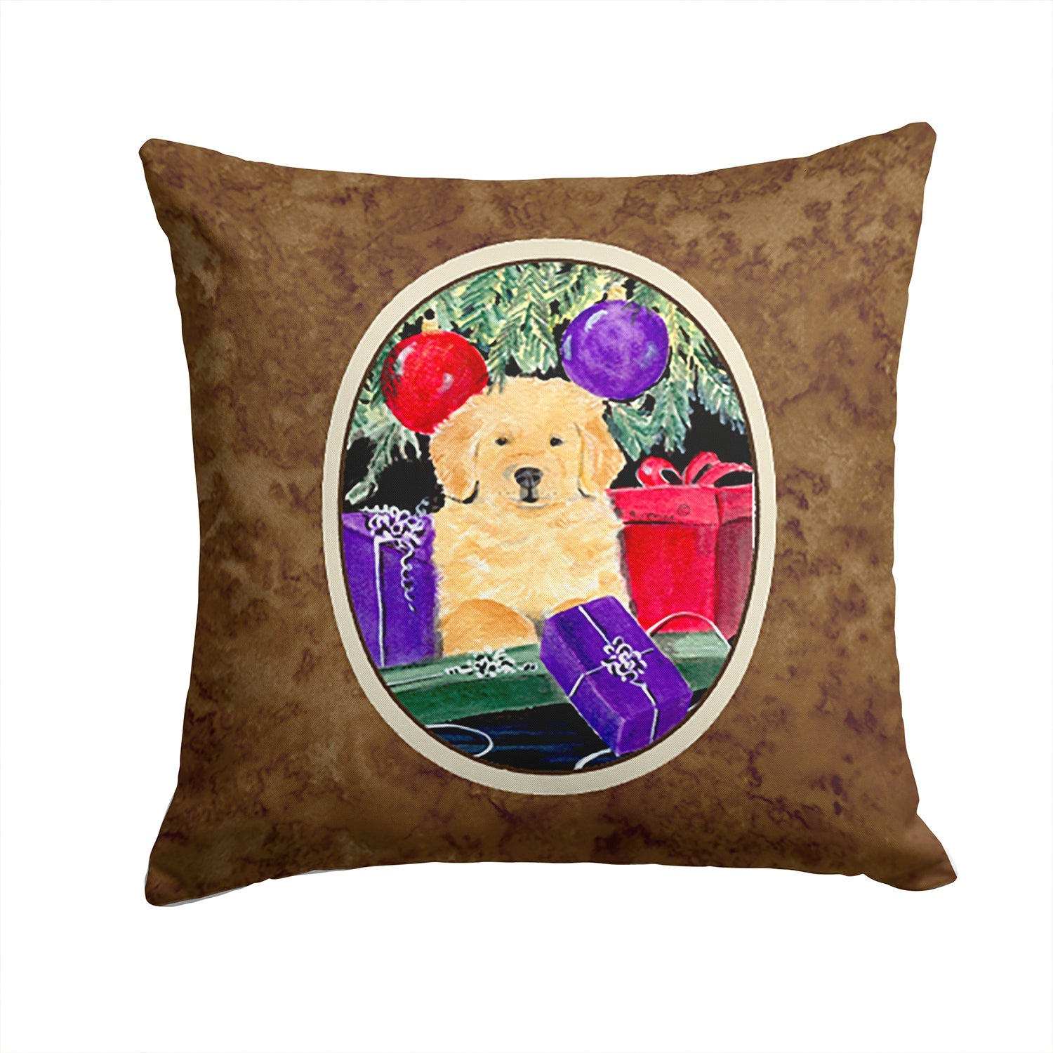 Golden Retriever Decorative Throw Pillow 14x14 Indoor Outdoor Accent Cushion, Fabric Cover with Insert for Sofa, Bed, Porch & Living Room