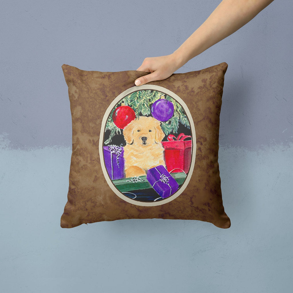 Golden Retriever Decorative Throw Pillow 14x14 Indoor Outdoor Accent Cushion, Fabric Cover with Insert for Sofa, Bed, Porch & Living Room