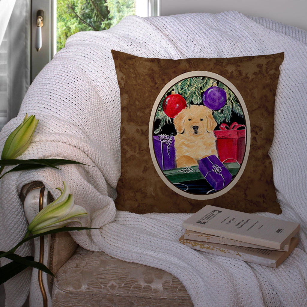 Golden Retriever Decorative Throw Pillow 14x14 Indoor Outdoor Accent Cushion, Fabric Cover with Insert for Sofa, Bed, Porch & Living Room