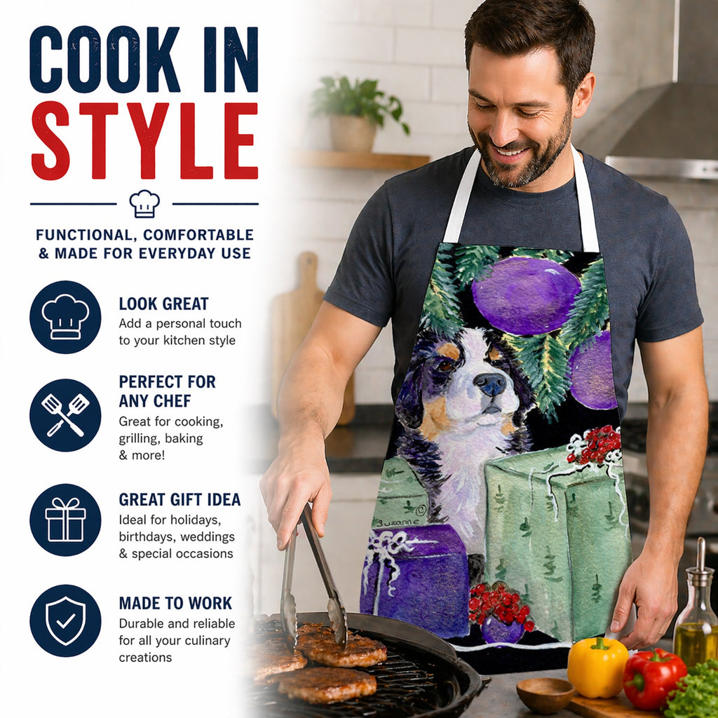 Bernese Mountain Dog Apron Cooking Kitchen Server Baking Crafts Gardening for Adult Women Men, Unisex, Large, Multicolor