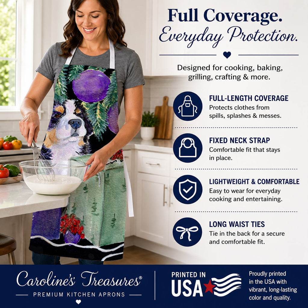 Bernese Mountain Dog Apron Cooking Kitchen Server Baking Crafts Gardening for Adult Women Men, Unisex, Large, Multicolor