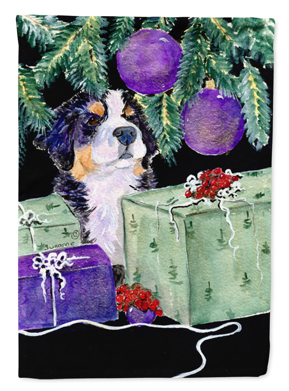 Bernese Mountain Dog House Flag 28x40 Porch Sleeve Pole Decorative Outside Yard Banner Artwork Wall Hanging, Polyester