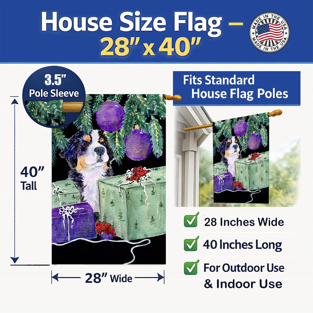 Bernese Mountain Dog House Flag 28x40 Porch Sleeve Pole Decorative Outside Yard Banner Artwork Wall Hanging, Polyester