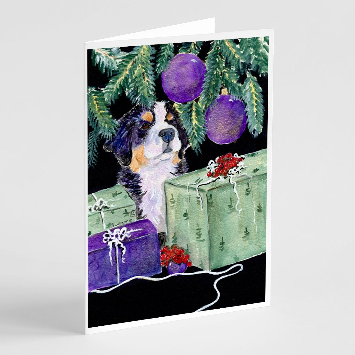 Bernese Mountain Dog Greeting Cards Pack of 8 Blank Cards with Envelopes Whimsical A7 Size 5x7