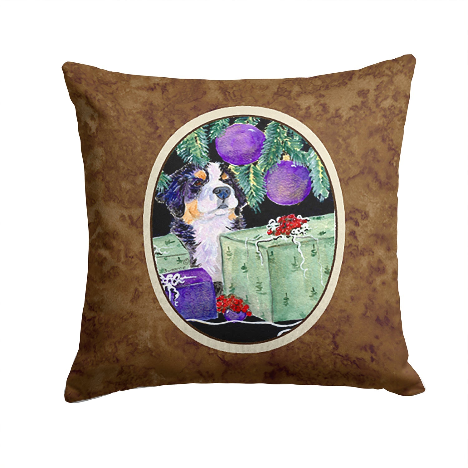 Bernese Mountain Dog Decorative Throw Pillow 14x14 Indoor Outdoor Accent Cushion, Fabric Cover with Insert for Sofa, Bed, Porch & Living Room