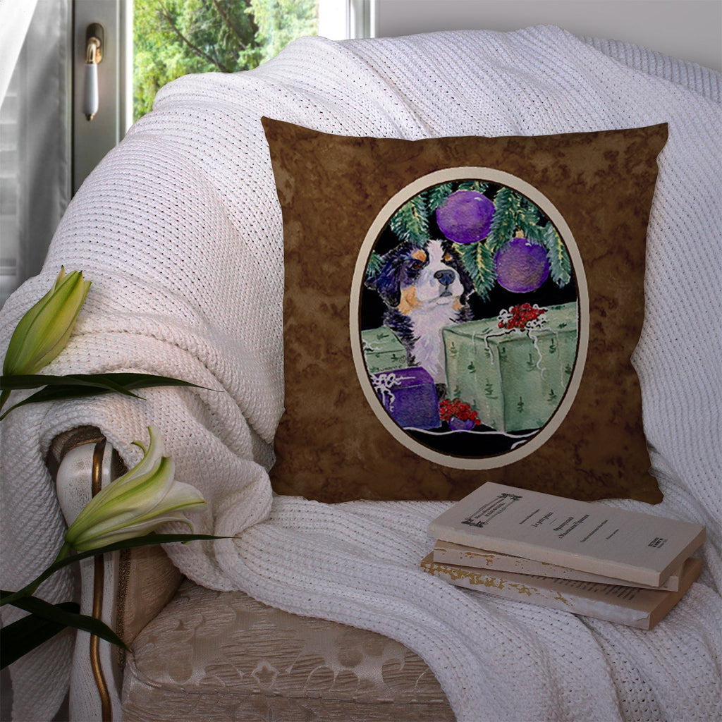Bernese Mountain Dog Decorative Throw Pillow 14x14 Indoor Outdoor Accent Cushion, Fabric Cover with Insert for Sofa, Bed, Porch & Living Room