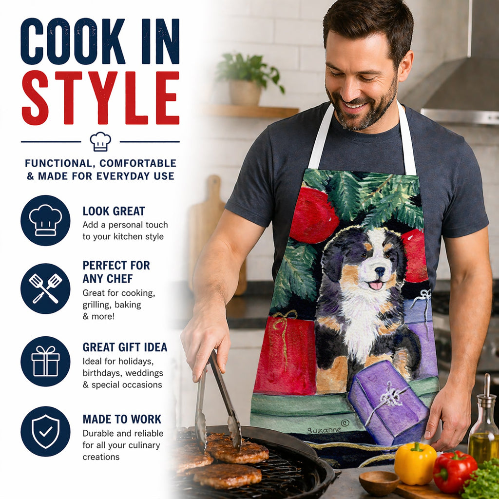 Bernese Mountain Dog Apron Cooking Kitchen Server Baking Crafts Gardening for Adult Women Men, Unisex, Large, Multicolor
